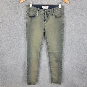 Free People Women's Skinny Jeans Low Rise Denim Green Tint Cotton Blend Sz 25.